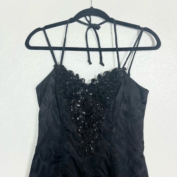 NWT Vintage ‘90s Beaded Halter Spaghetti Strap Mini Dress - Picture 3 of 9
